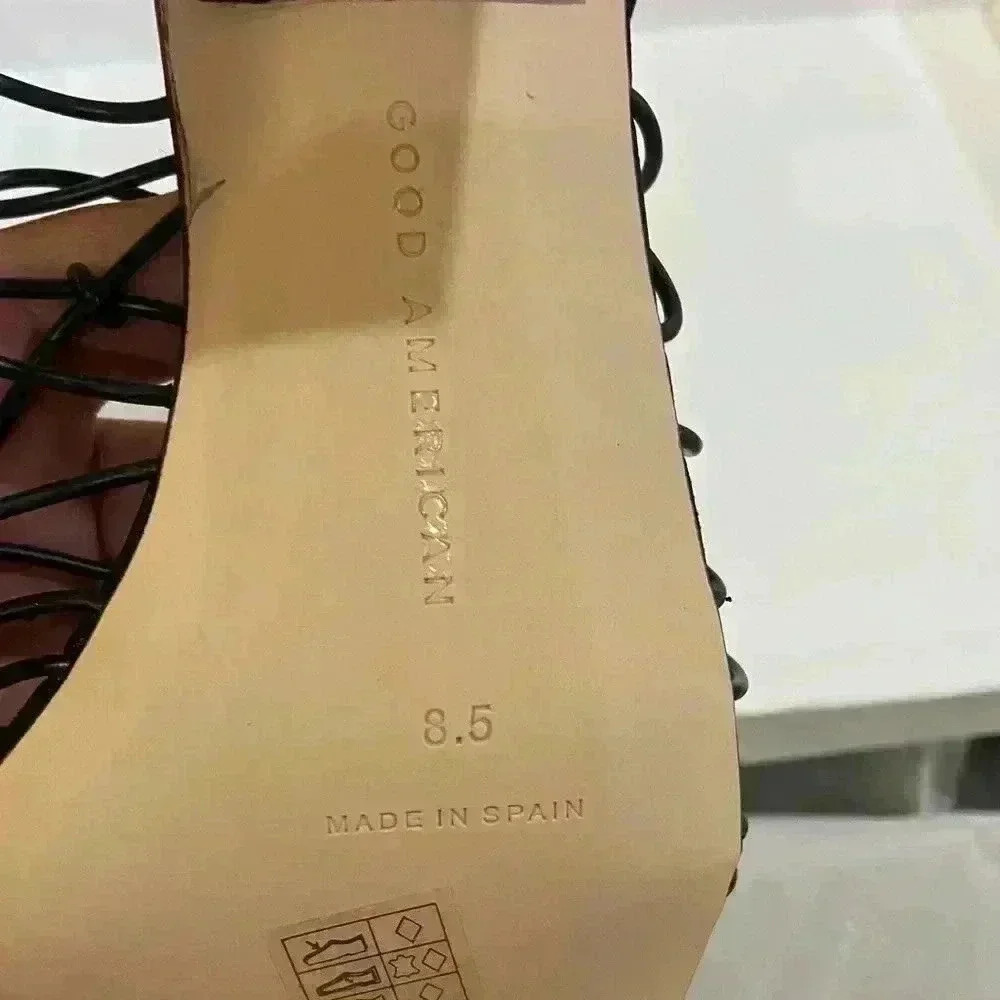 Good American sandals slip on caged black heels made in Spain. 8.5. New - Picture 4 of 4
